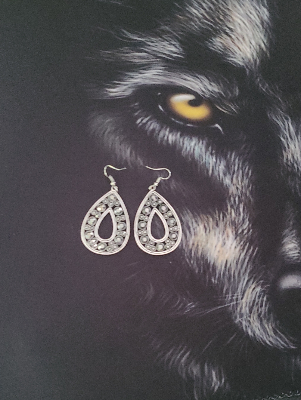 Silver Teardrop Crystal Dangle Earrings - Women Jewelry